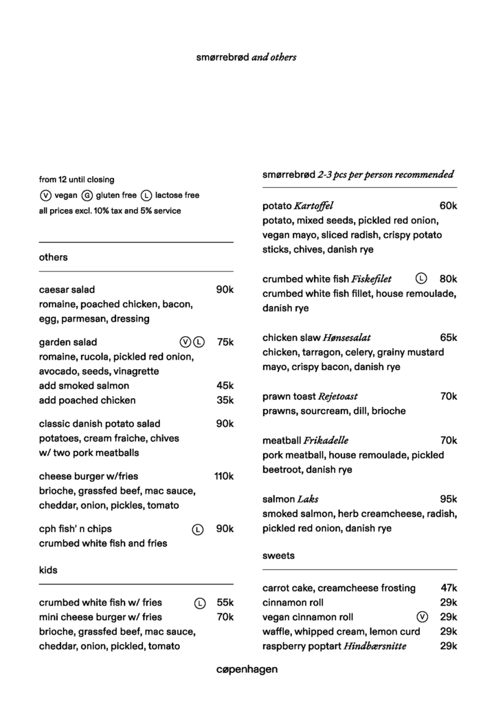 Lunch menu berawa cafe